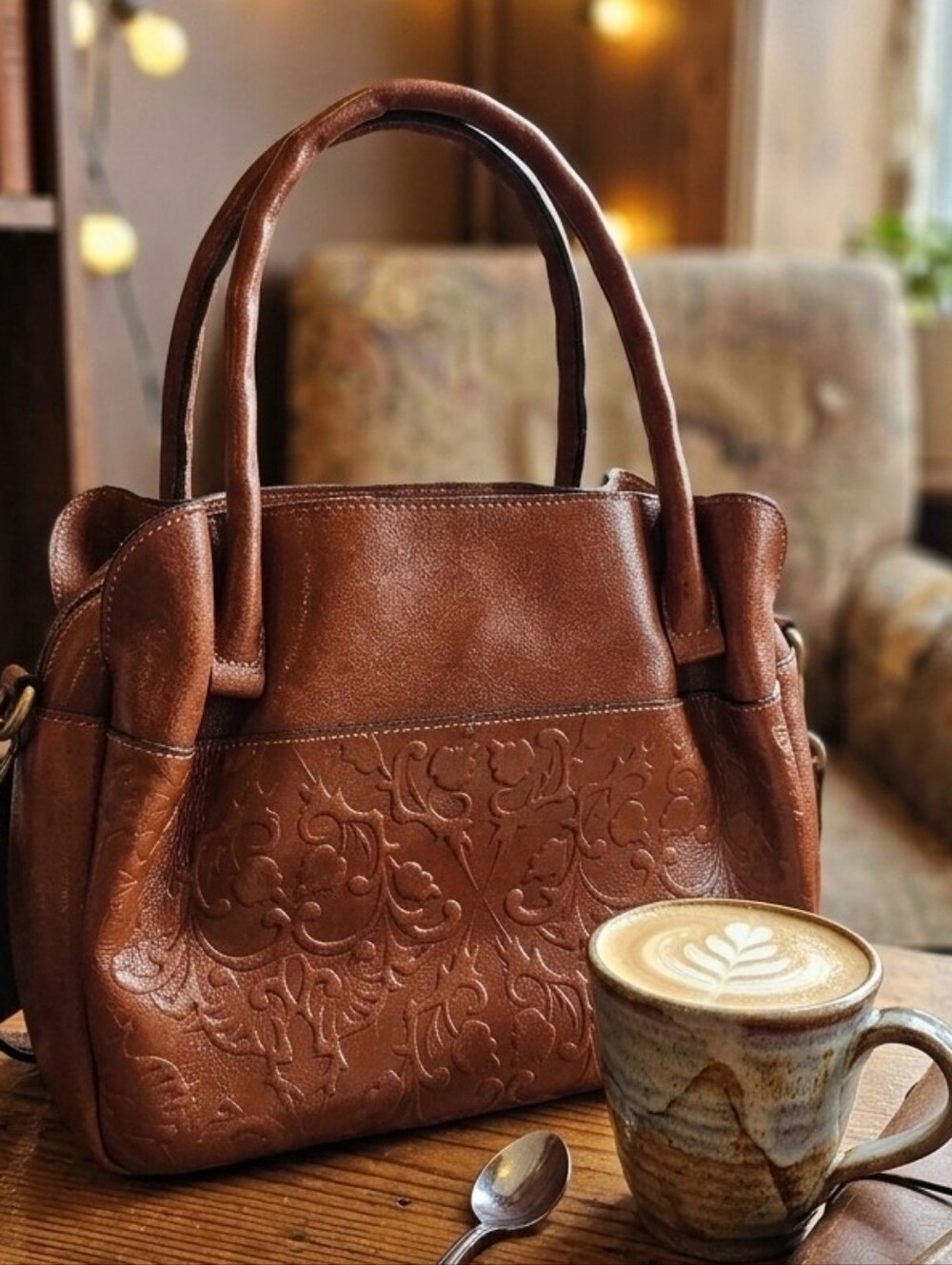 Patricia Nash Ashford Rose Tooled Leather Satchel